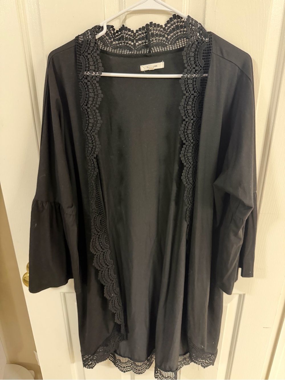 Maurices Black Open-Front Lace-Trim Coverup